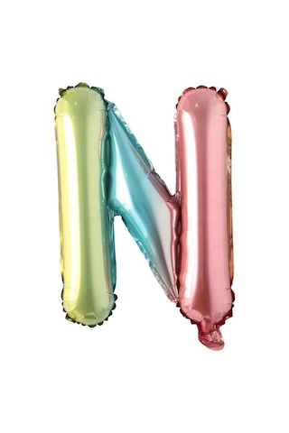 N Harf Gökkuşağı Folyo Balon16 İnç 36 cm