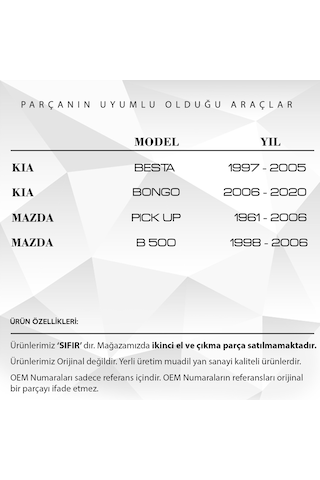 Kia Besta,bongo,mazda Pick-up,b2500 İçin Debriyaj-fren Pedal Lastiği