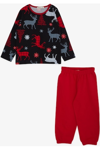 Breeze Erkek Bebek Pijama Takımı Geyik Desenli 9 Ay-3 Yaş, Siyah-siyah Siyah
