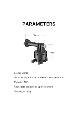 Ulanzi Go-quick Iı Aksiyon Kamerası Hızlı Serbest Bırakma Düğmesi Montaj Adaptörü Manyetik Emme Hızlı Bağlantı Abs Malzemesi Spor Kamerası Aksesuarı Djı/ Insta360/ Gopro 10 9 8 7 İçin Yedek Siyah