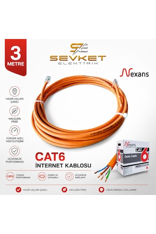 Nexans 3 Metre Cat6 Data Kablosu Turuncu Halojen Free Patch Cord Nexans 3 Metre Cat6 Data Kablosu Turuncu Halojen Free Patch Cord