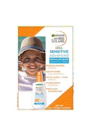 Garnier Ambre Solaire Çocuk Sensitive Advanced Güneş Koruyucu Sprey SPF 50+ 200 ML