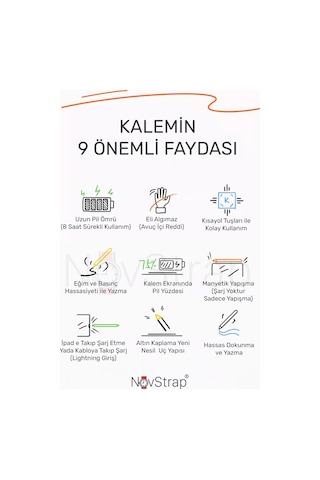 Novstrap Apple Uyumlu iPad 11. Nesil A16 / 10. Nesil 10.9 İnç İle Bluetooth Dokunmatik Tablet Kalemi Bp26bl Pil Ekranlı Kısayol Tuşlu Stylus Pencil