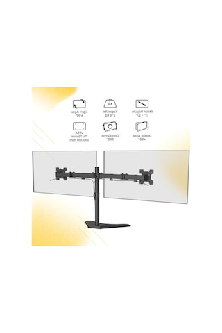 2-8 Kg Taşıma Kapasitesine Sahip 13-27 İnç Monitör Standı, Çift Kol Tasarımıyla