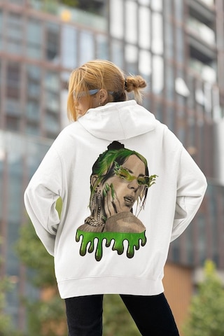 Sevbano Tasarım Billie Eilish Baskılı Unisex Oversize Tasarım Şarkıcı Hoo Beyaz