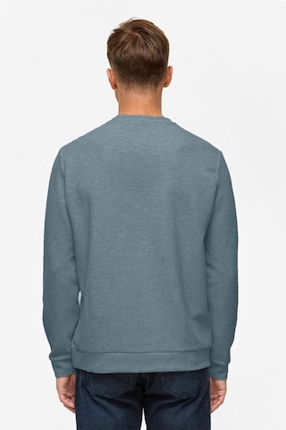 Süvari Bol Kesim O Yaka Melanj Desenli Waffle Sweatshirt Parlement Mavi M08