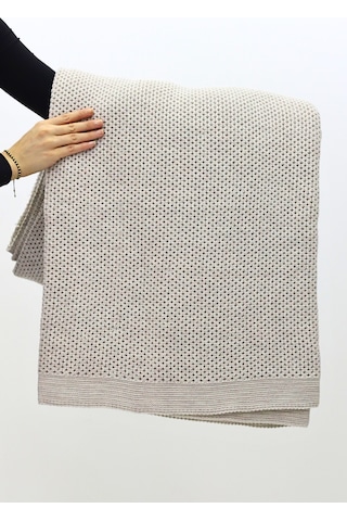 Liva Yumuşak Örgü Battaniye Düz Çift Kişilik 200x220 Cm Vizon Akrilik Yatak Örtüsü Dekoratif Şal Vizon