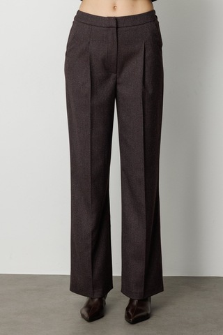 Ekol Kadın Simli Kumaş Wide Leg Pantolon 5171 Bordo Bordo