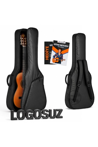 Fourtune Luca Siyah Klasik Gitar Kılıfı Kalın Taşıma Çantası Eğitim Metodu Hediye