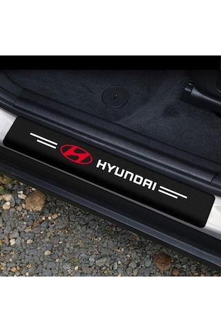 Hyundai Logolu Karbon Kapı Eşiği Koruyucu Bant Folyo 4'lü Set