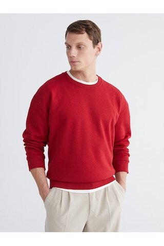 Lcw Vision Kırmızı Bisiklet Yaka Erkek Kalın Sweatshirt