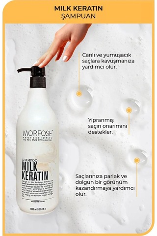 Milk Keratin Şampuan 1000 Ml - Besleyici Koruyucu Etki Beyaz