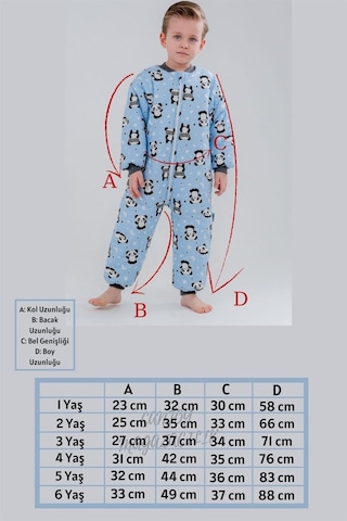 Kız Erkek Çocuk Kalın Elyaf Dolgulu 2.5 Tog Desenli Uyku Tulumu-mavi Mavi