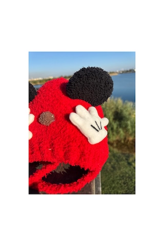 Mollycrush Bebek Kırmızı Peluş Kulaklı Şapka Kışlık Hediyelik Model Kırmızı