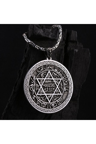 Fkgümüş 925 Ayar Gümüş Motifli Mührü Süleyman Kolye