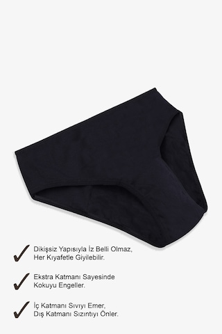 2 Adet Siyah Yıkanabilir Regl Peroid Destek Külodu 5300-a2 Siyah