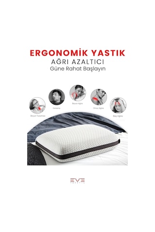 Eve Tekstil Klimalı Mega Boy Ortopetik Visco Yastık Boyun Fıtığı Boyun Düzleşmesi Için Hipoalerjik Visco Yastık Beyaz