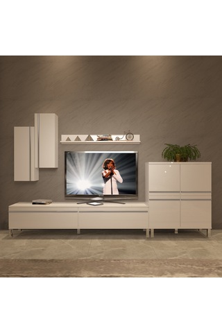 Decoraktiv Eko 6 Mdf Std Krom Ayaklı Tv Ünitesi Tv Sehpası Beyaz