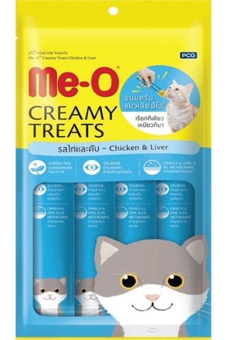 Me-O Creamy Treats Tavuklu ve Ciğerli Kedi Ödülü 4 x 15 G