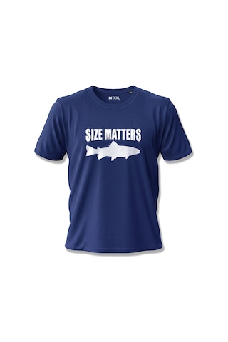 North Whiskers Size Matters Esprili Balık Baskılı %100 Pamuklu Unisex Lacivert Tişört Lacivert - 875040176 Lacivert - 875040176 Lacivert