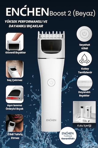 Enchen Boost 2 Beyaz Taşınabilir Şarjlı Saç Kesim Makinesi