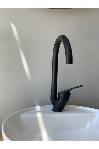 Mat Siyah Mix Mutfak Lavabo Evye Bataryası Aç Kapa Musluk Batarya Musluğu Siyah