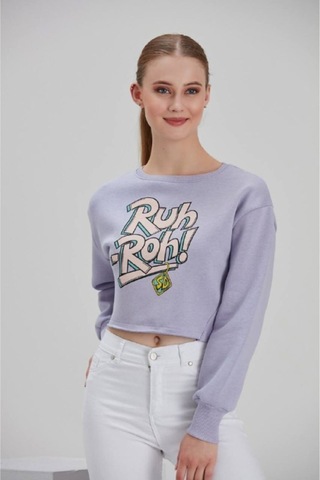 Meecy Kadın Lila Baskılı Sweatshirt Lila Lila
