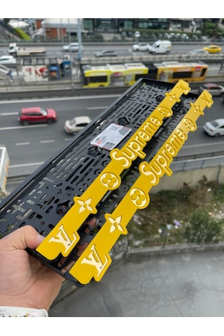 Supreme Özel Tasarım Sarı Pleksi Plakalık