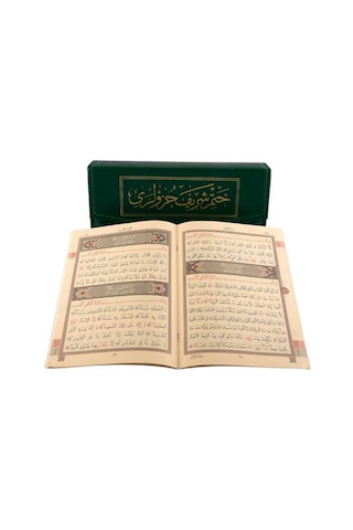 Rahle Boy 30 Cüz Kur'an-ı Kerim Çantalı, Karton Kapak, Yeşil