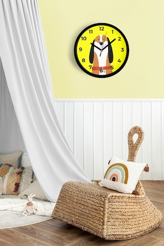 Sevimli Köpek Çocuk Odası Duvar Saati - 30cm - Önü Camlı Siyah Kasa - Sessiz Mekanizma-jh1062 Siyah