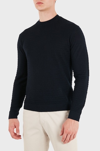 Emporio Armani Logolu % 100 Yün Bisiklet Yaka Kazak Erkek Kazak Em004378 Af24416 Ub118 Lacivert