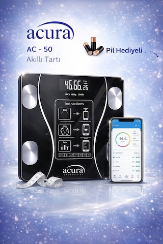 Acura Ac50 Smartscale Vücut Analizli Bluetooth Akıllı Tartı