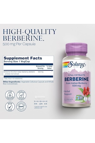 Solaray, Vital Extracts, Berberine, 500 Mg, 60 Vegcaps