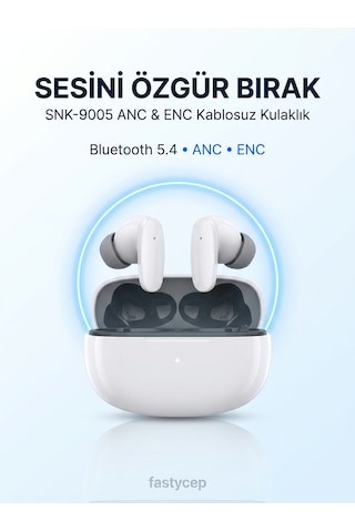 Bezos Snk-9005 Beyaz Anc & Enc Kablosuz Bluetooth Kulaklık 5.4 Kulak İçi Kulaklık Nıda