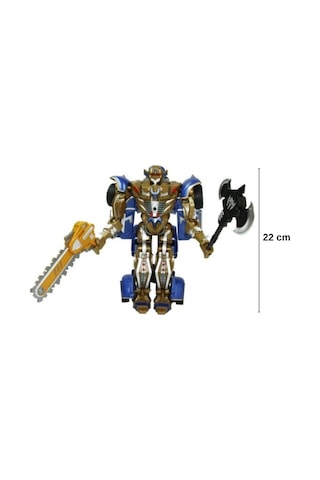 Mavi-altın Vardem Işıklı Ve Sesli Dönüşen Robot - 22 Cm Vintage Klasik Model Araba Savaşçı Figür Çok Renkli