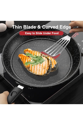 Gajeena 2'li Paslanmaz Çelik Süzgeç Spatula Seti: Teflon Tavaslara Uygun, Esnek İnce Kenar, Balık Ve Yumurta Döndürme