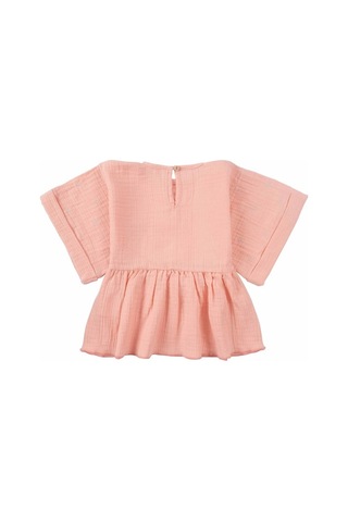 Kimono Kollu Çocuk Bluz Pembe Organik Pamuk