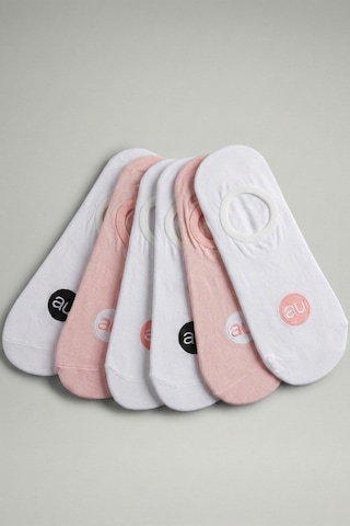 Allunique Penye Pamuk 6'lı Pembe Beyaz Asorti Görünmez Sneaker Çorap Açık Pembe - Beyaz