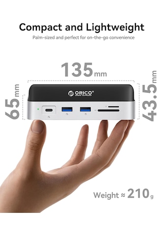 Orico Vs10 Mac Mini 10in1 Dikey Bağlantı Docking Station - M.2 Nvme,hdmı,2.5g Lan,10gbps Type-c Usb-a