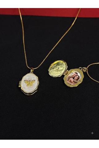 316l Çelik Gold Renk Açılır Resimli Kolye Fotoğraf Eklenebilir