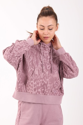 Maraton Sportswear Oversize Kadın Kapşonlu Uzun Kol Basic Lila Sweatshirt 21423-lila