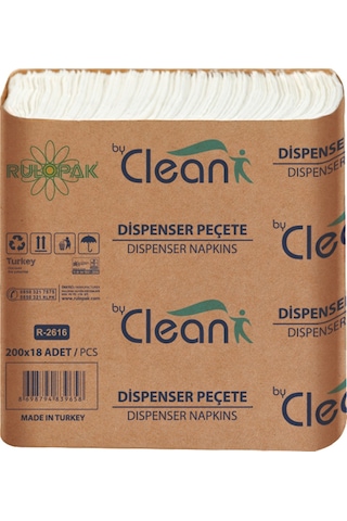 Rulopak By Clean Dispenser Peçete 200 Yaprak 18'Li Paket