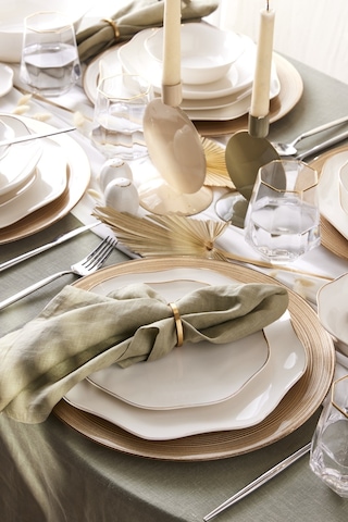 Emsan Lotus Fine Bone 53 Parça 12 Kişilik Yemek Takımı Gold
