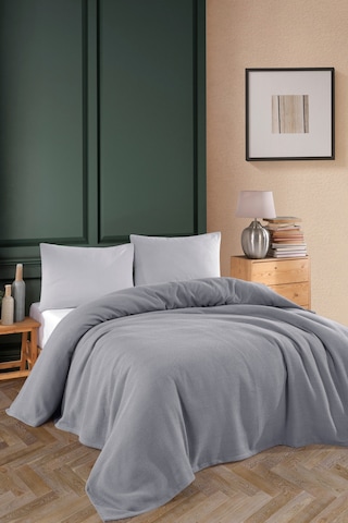 Renkli Gofret Desen Çift Kişilik Yatak Örtüsü Otel Pike 200x230cm Gri