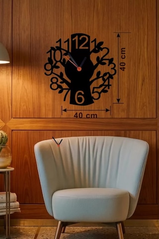 Mey Najmaddin Modern Hayat Ağacı Tasarım Ahşap Duvar Saati - 40x40 Cm Dekoratif Najmaddin Çok Renkli