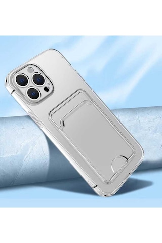 İphone Uyumlu 12 Pro Max Uyumlu Kartlıklı Şeffaf Hptk Setra Clear Silikon Kılıf-renksiz Renksiz