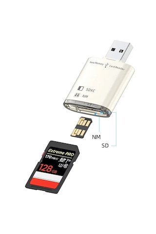 Alfais 6082 Usb 3.0 2 Port Hafıza Kartı Okuyucu Sd Sdxc Nm Çoklu Kart Dönüştürücü