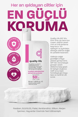 Quality Life Ton Eşitleyici ve Aydınlatıcı Pembe Güneş Kremi SPF50+ 50 ML