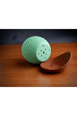 3d Baskı Küre Saksı - Kafes Dokulu İki Parçalı Dekoratif Saksı - Mint-kahverengi 86282642