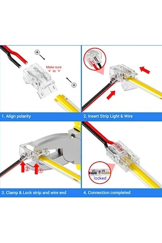 Cob+smd Şerit+kablo Bağlantı Konnektörü 8mm 10 adet